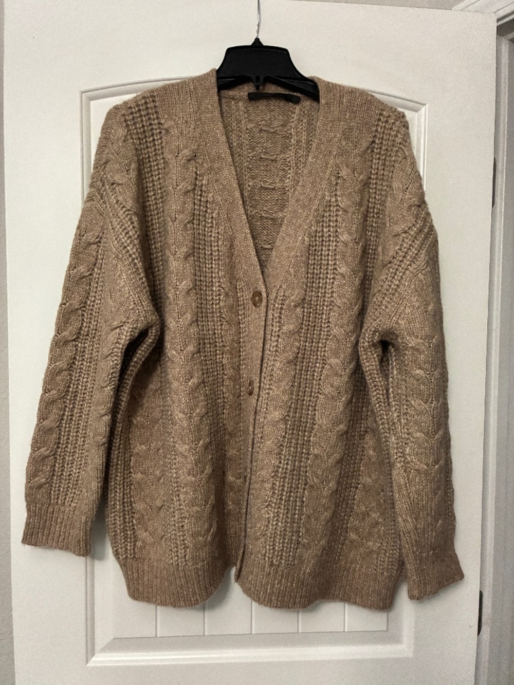 Jenni Kayne Cable Cocoon Cardigan in Sand; Medium